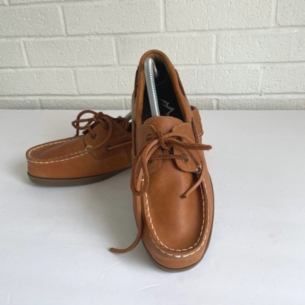 Appalachian Trail Leather Boat Shoes Mens Size 11 Tan Moc Toe Casual Loafers